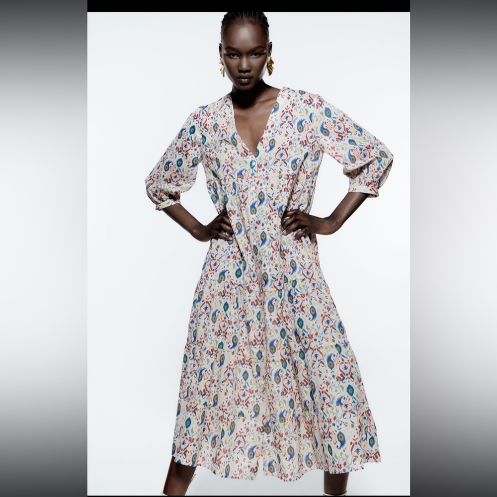 Zara long print dress